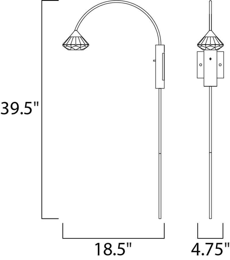 Hope 39.5' Single Light Wall Sconce in Black and Metallic Gold