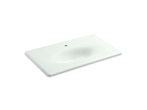 Iron/Impressions Enameled Cast Iron Vanity Top Bathroom Sink in Sea Salt