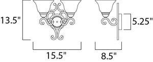 Manor 13.5' 2 Light Wall Sconce in Oil Rubbed Bronze