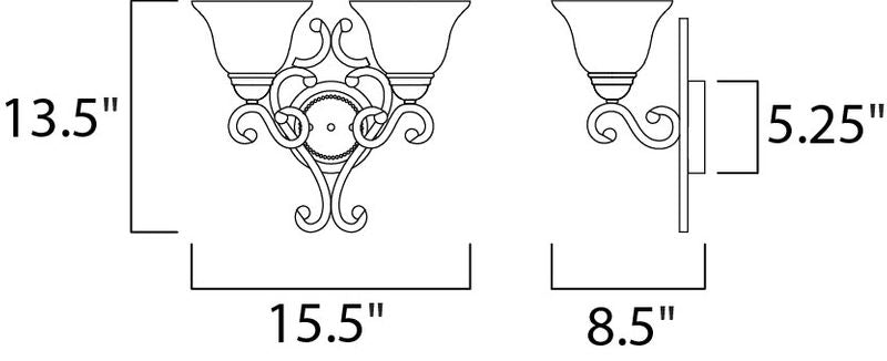 Manor 13.5' 2 Light Wall Sconce in Oil Rubbed Bronze