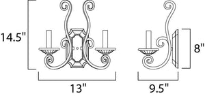 Manor 13' x 14.5' Wall Sconce with 2 Lights (with a Fabric Shade)
