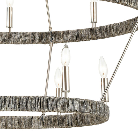 Abaca 36" 14 Light Chandelier in Polished Nickel