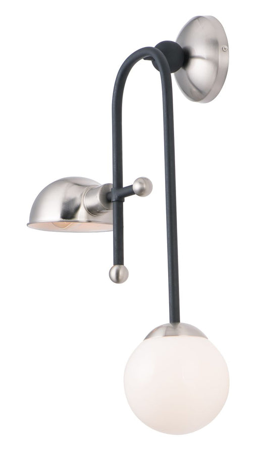 Mingle 25" 2 Light Wall Sconce in Black and Satin Nickel