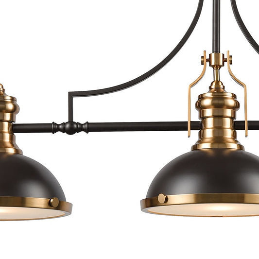 Chadwick 47" 3 Light Island Light in Oil Rubbed Bronze Metal Shade with Frosted Glass Diffuser & Oil Rubbed Bronze