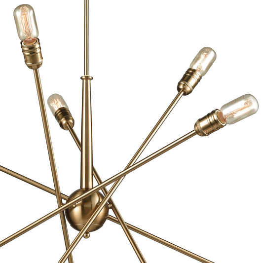 Delphine 33" 10 Light Chandelier in Satin Brass