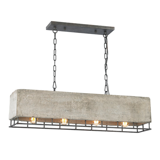 Brocca 36" 4 Light Island Light in Silverdust Iron