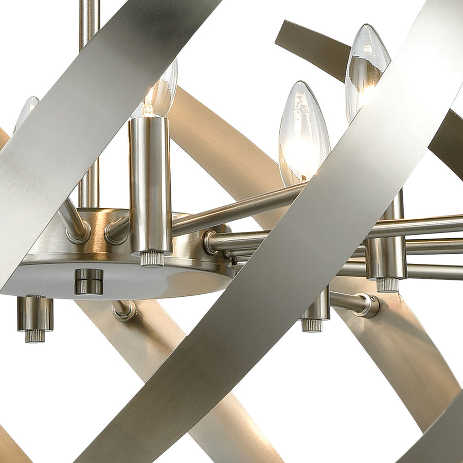 Carthage 24' 6 Light Chandelier in Satin Nickel