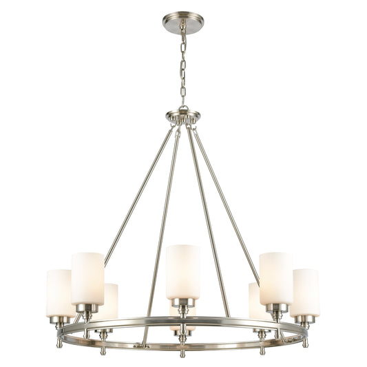Dawson 33" 8 Light Chandelier in Satin Nickel