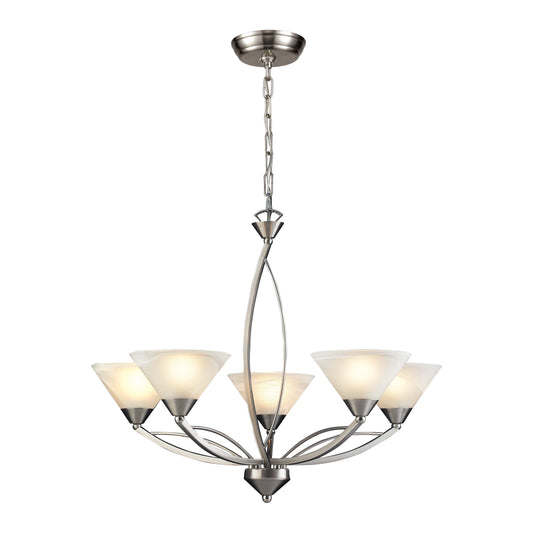 Elysburg 28" 5 Light Chandelier in Satin Nickel
