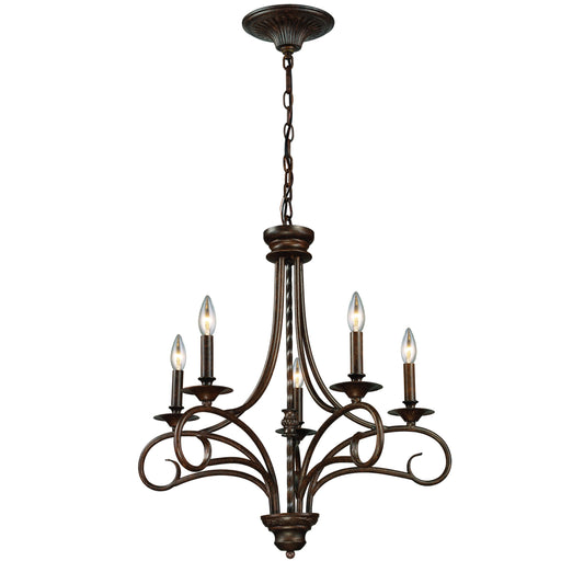Gloucester 24" 5 Light Chandelier in Weathered Bronze