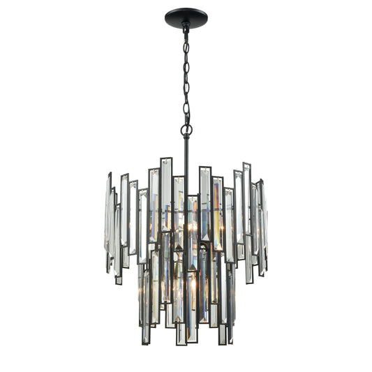 Lineo 18" 6 Light Chandelier in Matte Black
