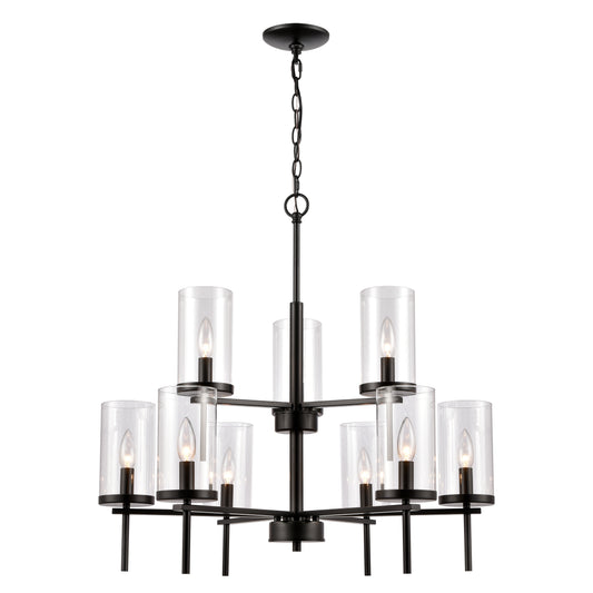 Oakland 28.5" 9 Light Chandelier in Black