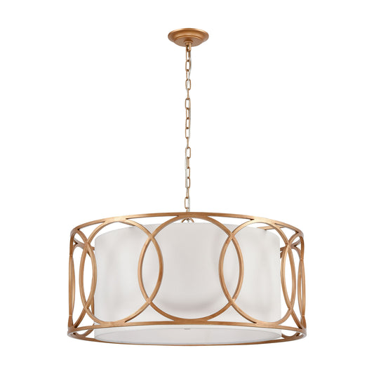 Ringlets 28" 6 Light Chandelier in Matte Gold