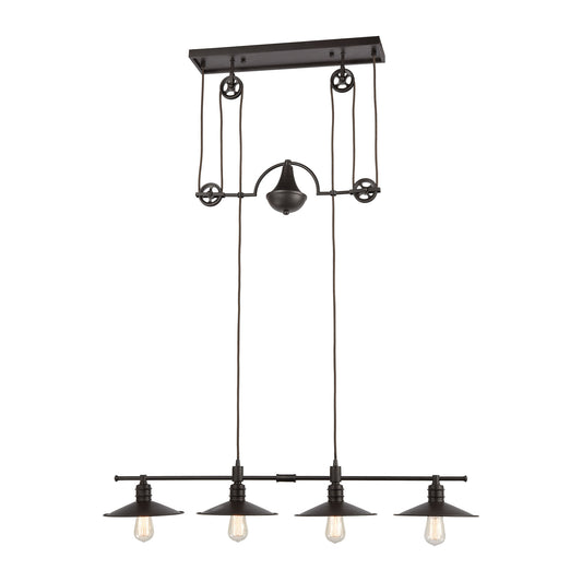 Spindle Wheel 42" 4 Light Island Light in Oil Rubbed Bronze