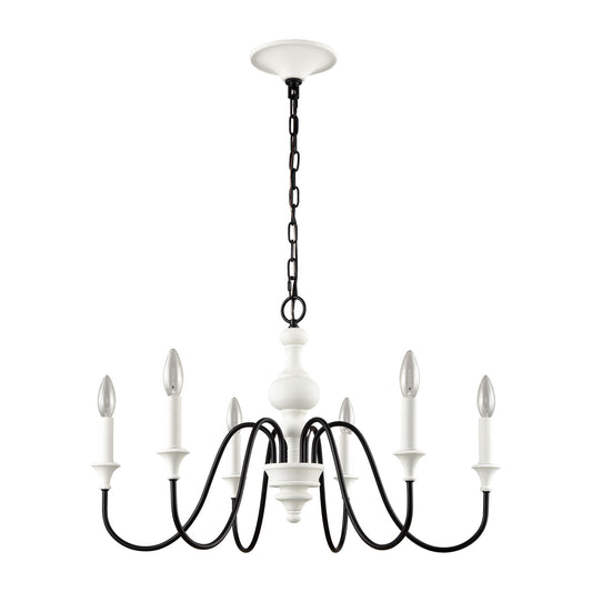 Valde Loire 28" 6 Light Chandelier in White