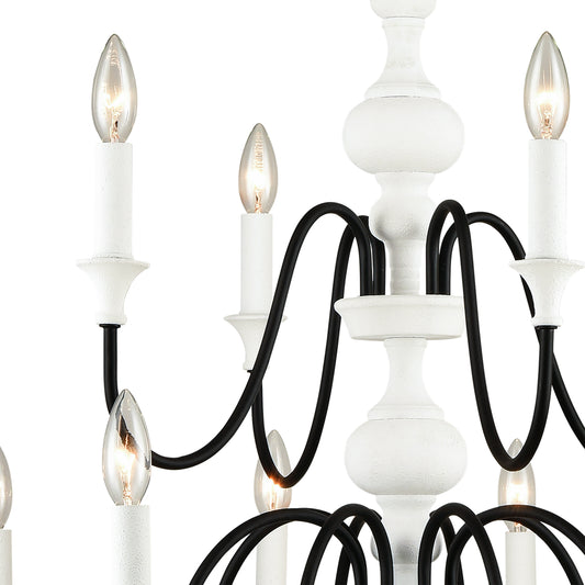 Valde Loire 36" 12 Light Chandelier in White