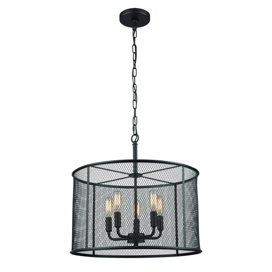 Williamsport 18" 5 Light Chandelier in Oil Rubbed Bronze Metal Mesh Shade