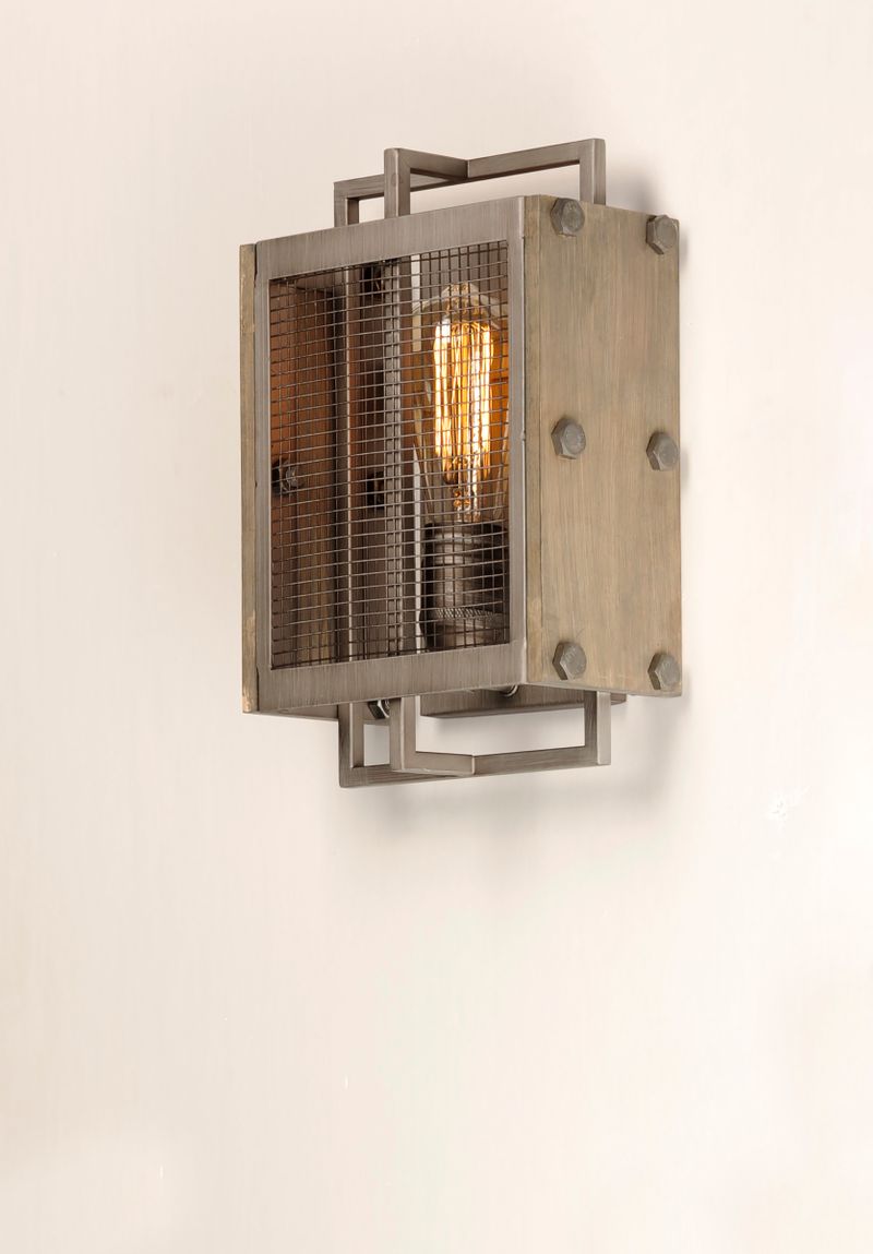 Outland 12' Single Light Wall Sconce in Barn Wood and Weathered Zinc