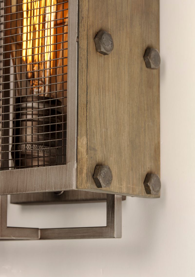 Outland 12' Single Light Wall Sconce in Barn Wood and Weathered Zinc