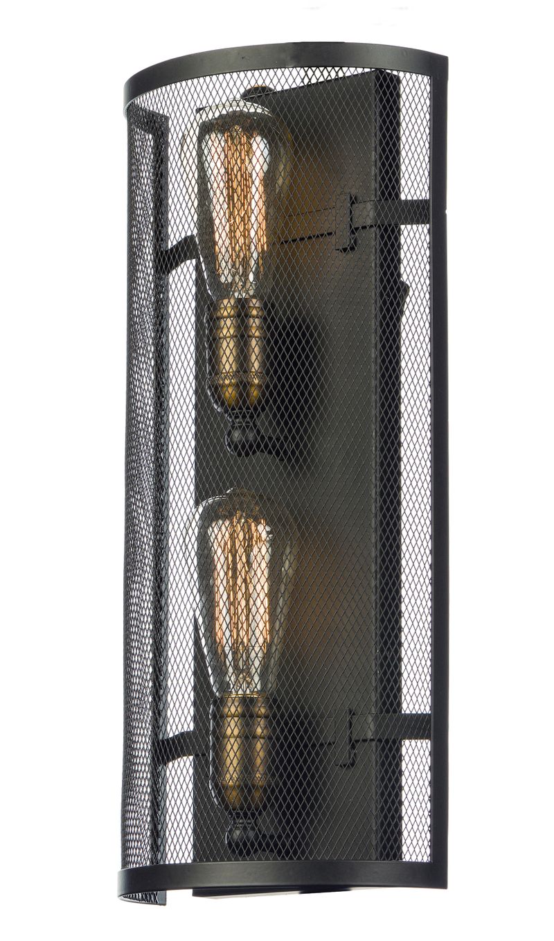 Palladium 18' 2 Light Wall Sconce in Black and Natural Aged Brass