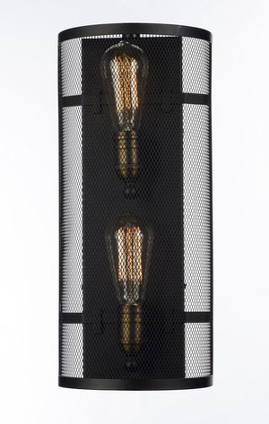 Palladium 18' 2 Light Wall Sconce in Black and Natural Aged Brass