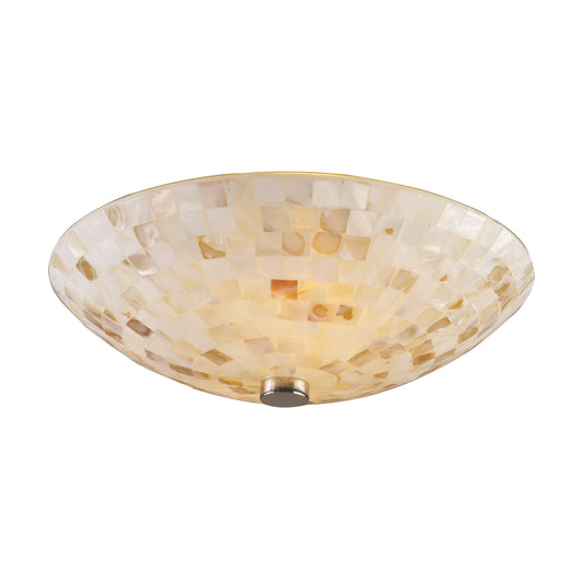 Capri 12" 2 Light Semi Flush Mount in Capiz Shell Shade & Satin Nickel