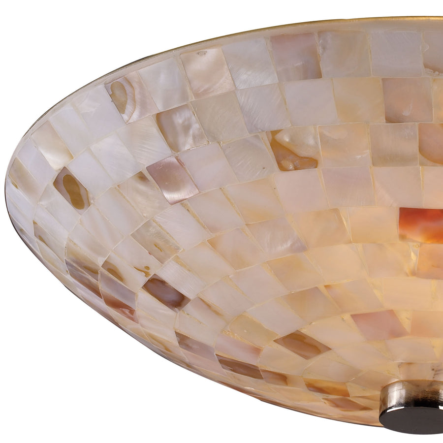 Capri 12' 2 Light Semi Flush Mount in Capiz Shell Shade & Satin Nickel