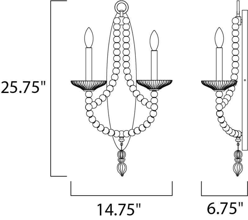 Paris 25.75' 2 Light Wall Sconce in Polished Nickel
