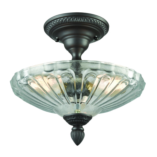 Restoration 12" 3 Light Semi Flush Mount in Oil Rubbed Bronze