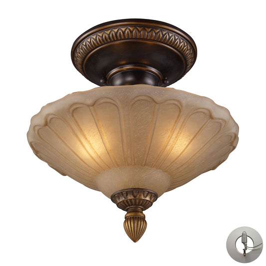 Restoration 12" 3 Light Semi Flush Mount in Vintage Golden Bronze with Adapter Kit