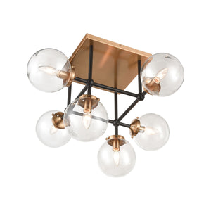 Boudreaux 26' 6 Light Semi Flush Mount in Antique Gold