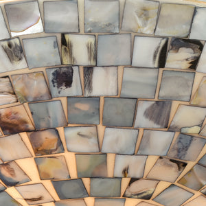 Capri 12' 2 Light Flush Mount in Gray Capiz Shade & Satin Nickel