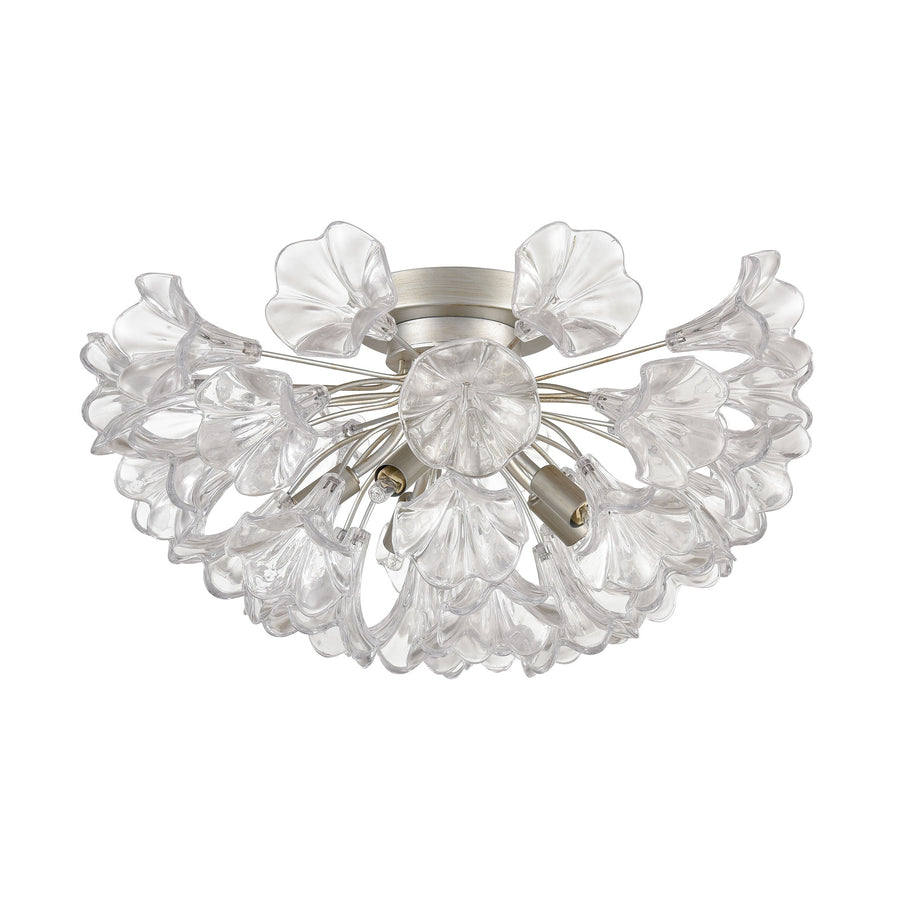 Celene 19' 5 Light Semi Flush Mount in Aged Silver