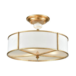 Ceramique 16' 3 Light Semi Flush Mount in Antique Gold Leaf