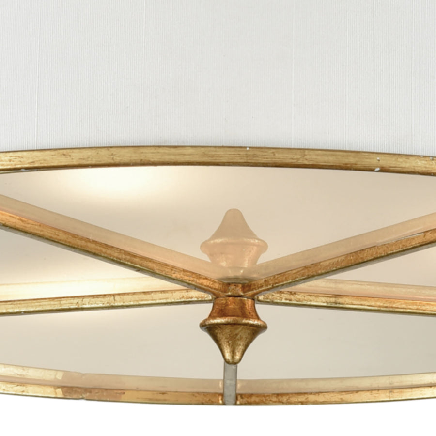 Ceramique 16' 3 Light Semi Flush Mount in Antique Gold Leaf