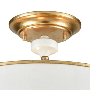 Ceramique 16' 3 Light Semi Flush Mount in Antique Gold Leaf