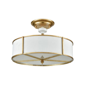 Ceramique 16' 3 Light Semi Flush Mount in Antique Gold Leaf