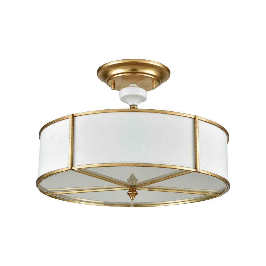 Ceramique 16' 3 Light Semi Flush Mount in Antique Gold Leaf