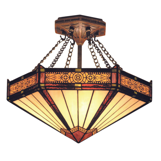 Filigree 14" 3 Light Semi Flush Mount in Aged Bronze