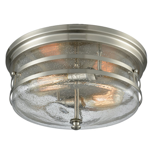 Port O'Connor 14" 2 Light Flush Mount in Satin Nickel
