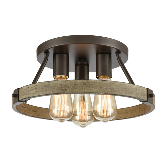 Transitions 14" 3 Light Semi Flush Mount in Oil Rubbed Bronze