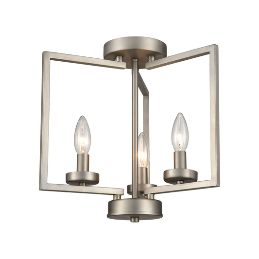 West End 14.5" 3 Light Semi Flush Mount in Brushed Nickel