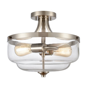Calistoga 13' 2 Light Semi Flush Mount in Brushed Nickel