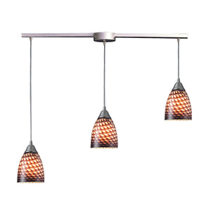 Arco Baleno 36' 3 Light Mini Pendant in Cocoa Glass & Satin Nickel