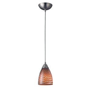 Arco Baleno 5' 1 Light Mini Pendant in Cocao Glass & Satin Nickel