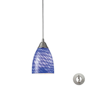 Arco Baleno 5' 1 Light Mini Pendant in Sapphire Glass & Satin Nickel with Adapter