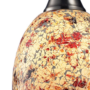 Avalon 5' 1 Light Mini Pendant in Multi Orange Glass & Satin Nickel