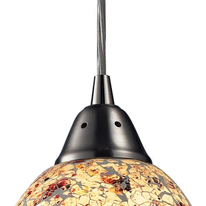 Avalon 5' 1 Light Mini Pendant in Multi Orange Glass & Satin Nickel
