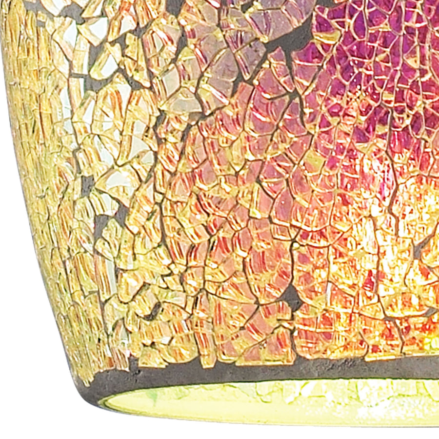 Avalon 5' 1 Light Mini Pendant in Multi Pink Glass & Satin Nickel