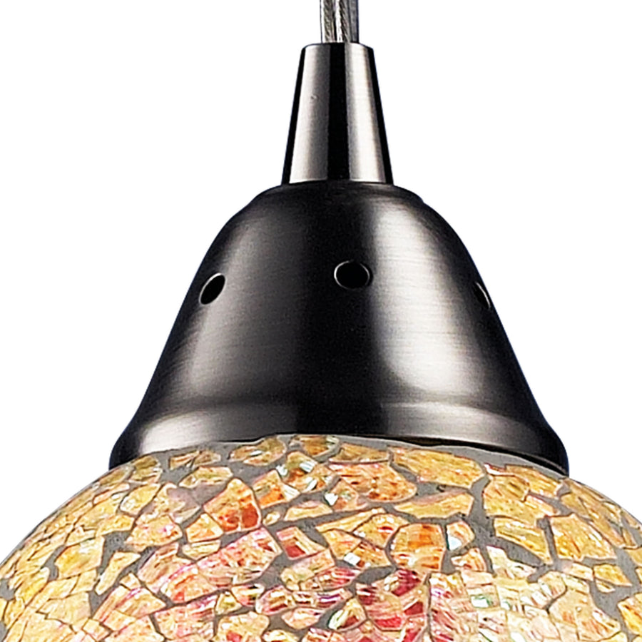 Avalon 5' 1 Light Mini Pendant in Multi Pink Glass & Satin Nickel